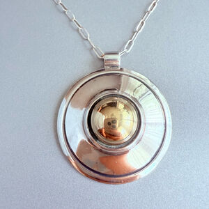 14K Dominique Dinouart Modernist Orb Sterling Silver Artisan Pendant Necklace